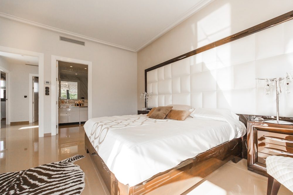 Immaculate master bedroom in a luxury villa on the Costa del Sol