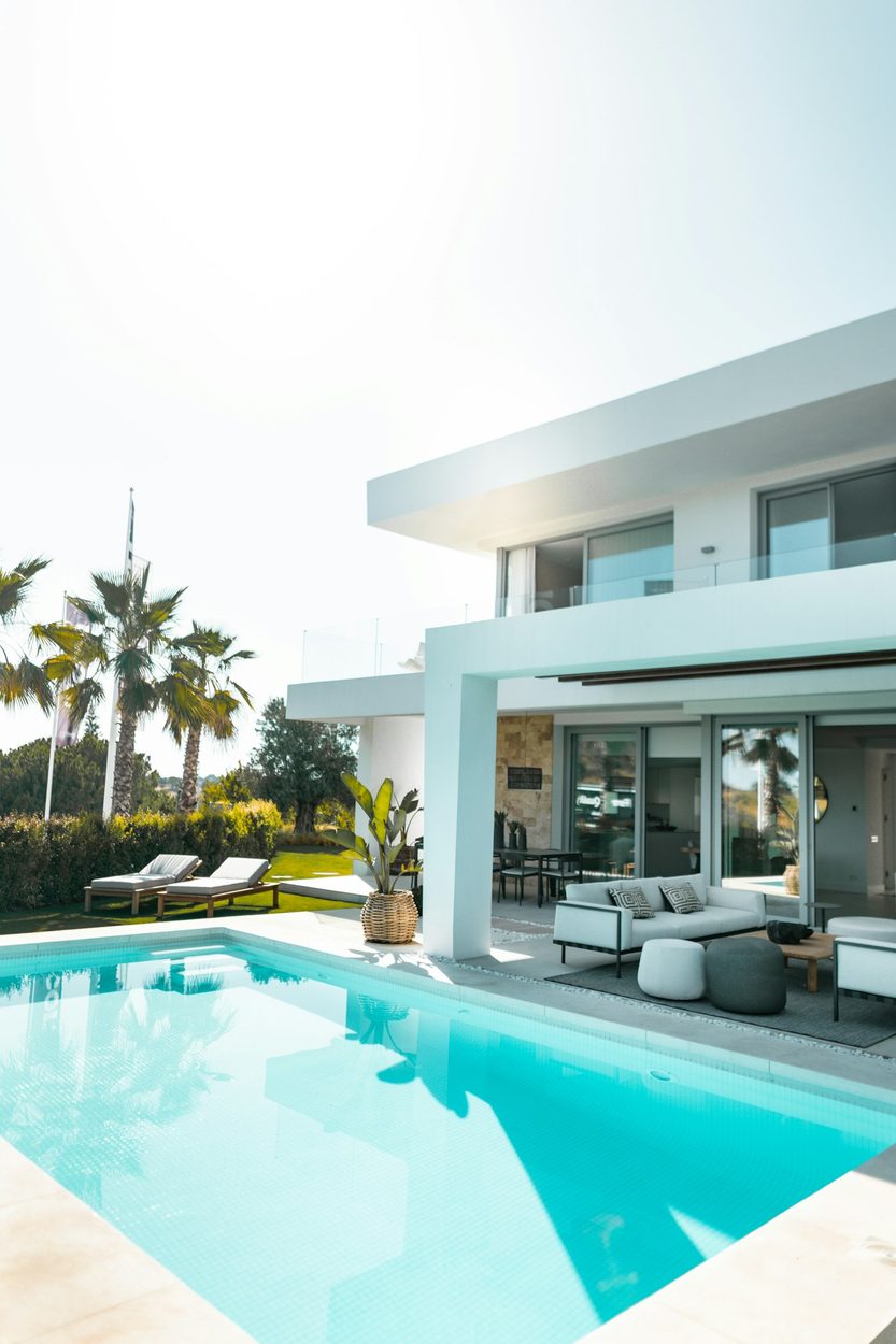 Modern luxury villa with swimming pool, cared for by Oka Nannys property management